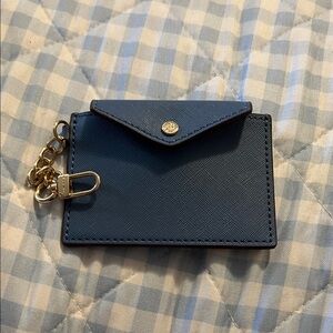 Anne Klein Navy Card Holder with Gold Chain